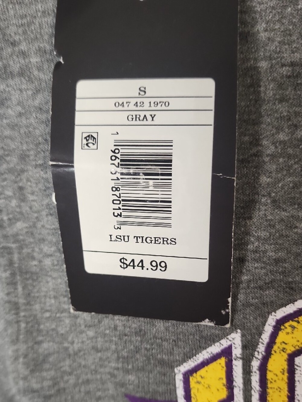 LSU Tigers Gray Crewneck Sweatshirt By Captivating Size Small New With Tags - Picture 5 of 5